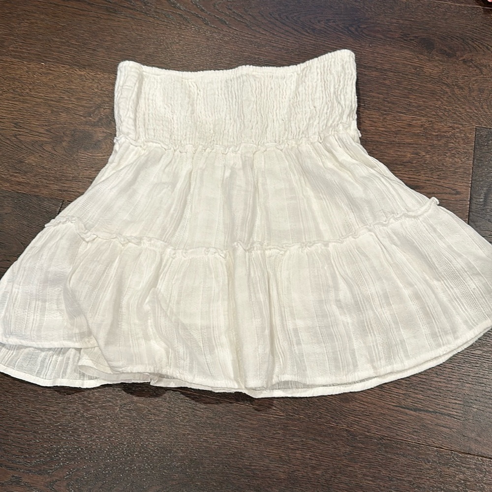 Hello Molly White Tiered Ruffle Mini Skirt
